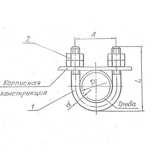 Подвески судовых трубопроводов. Тип 8 39x0.15 мм 09Г2С ТУ 5-89 РИДФ.301525.001