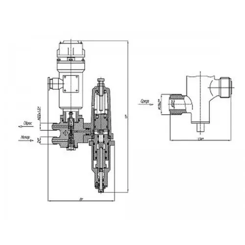 Латунный запорный штуцерный проходной клапан с электро-пневмоприводом 587-35.3907-12 (ИПЛТ.49211126-12) 